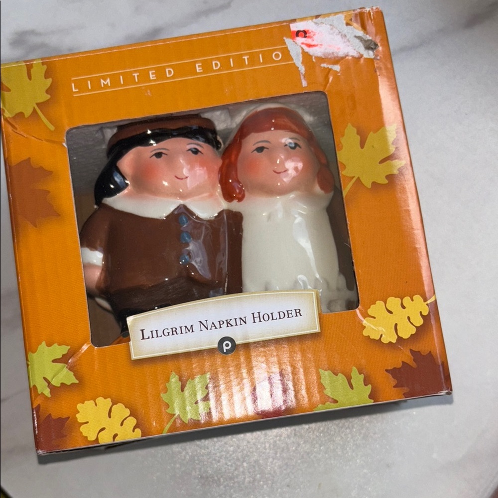Pilgrim Napkin Holder Set - Brown and White